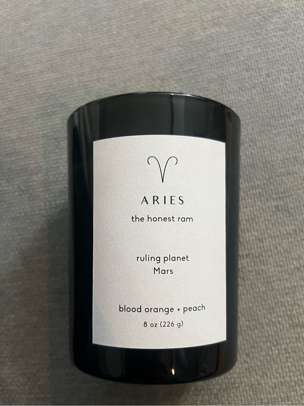 Aries Zodiac Candle Blood Orange + Peach Soy Wax Blend 8 oz - Picture 4 of 5